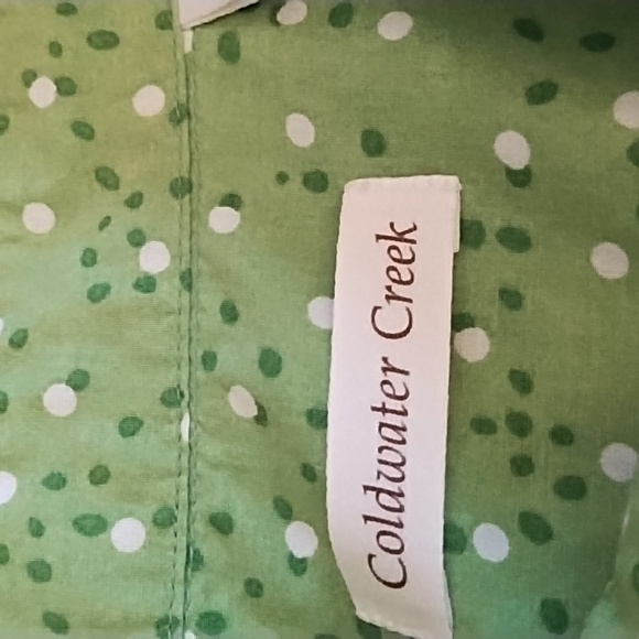 Coldwater Creek Lime Green Polka Dot Button-Up Blouse Roll Tab Sleeves 2x - Picture 2 of 6